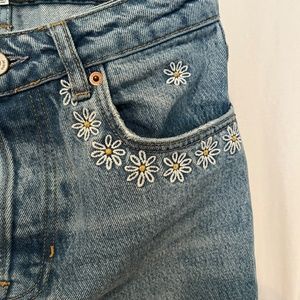 Reformation Cynthia High Waisted with Daisy Embroidery